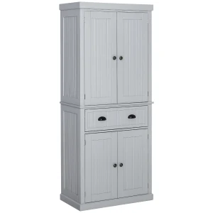 HOMCOM Traditional Kitchen Cupboard Freestanding Storage Cabinet with Drawer, Doors and Adjustable Shelves, Grey