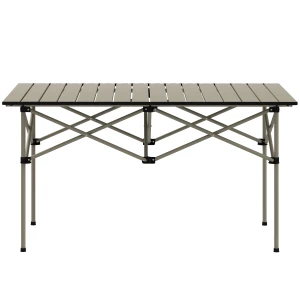 Outsunny Aluminium Folding Picnic Table, Lightweight, Portable with Roll Up Top and Carry Bag for Outdoor Adventures, Cooking, Hiking