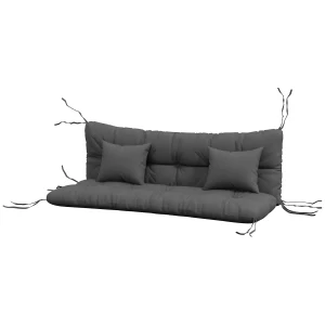 Outsunny Patio Chair Cushion Replacement Set, 4-Piece with Back and Seat Cushions, 2 Pillows, Ties, Charcoal Grey