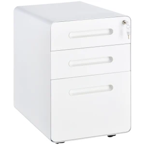 Vinsetto Fully Assembled 3-Drawer Mobile File Cabinet Lockable All-Metal Rolling Vertical File Cabinet White
