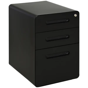 Vinsetto Fully Assembled 3-Drawer Mobile File Cabinet Lockable All-Metal Rolling Vertical File Cabinet Black