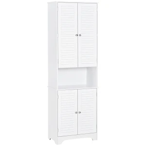 HOMCOM MDF Freestanding 6-Tier Bathroom Storage Cabinet White