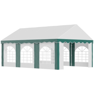 Outsunny 6 x 4m Garden Gazebo with Sides - Galvanised Marquee Party Tent Featuring Six Windows and Double Doors, Ideal for Parties, Wedding, and Events