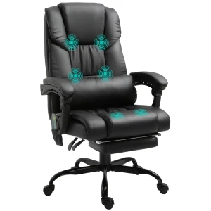 Vinsetto Racing Chair with 6-Point Massage, PU Leather, Electric Recliner, Adjustable Height and Angle, Black