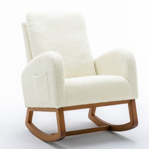 Fauteuil à Bascule design moderne, avec dossier haut rembourré - Fauteuil Relax Moderne, Fauteuil rocking-chair, Blanc