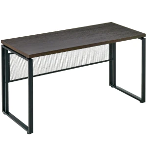 HOMCOM Wooden Computer Desk, Sturdy Study Workstation with Metal Frame, Compact and Functional Design, Warm Brown, Perfect for Home Office