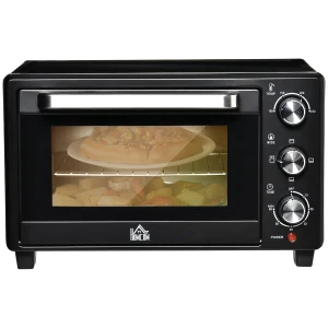 HOMCOM Mini Oven, 21L Countertop Electric Grill, Toaster Oven with Adjustable Temperature, Timer, Baking Tray and Wire Rack, 1400W