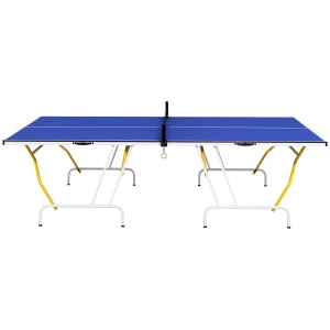 SPORTNOW 9FT Foldable Table Tennis Table, with Cover, Net, Paddles, Balls - Blue