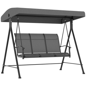 Outsunny Hollywood-schommel, voor 3 personen, verstelbaar zonnedak, tot 240 kg, donkergrijs, 195 x 118 x 170 cm