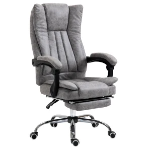 Vinsetto Ergonomic Office Chair, Microfibre Executive Chair with Recline, Armrests, Swivel, Wheels, Footrest, Grey