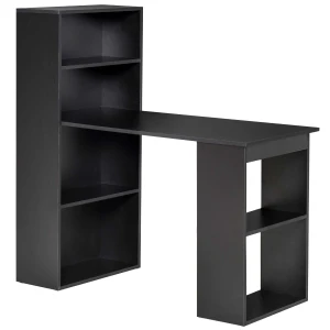 HOMCOM 120cm Modern Computer Desk Bookshelf  Writing Table Workstation PC Laptop Study Home Office 6 Shelves Black