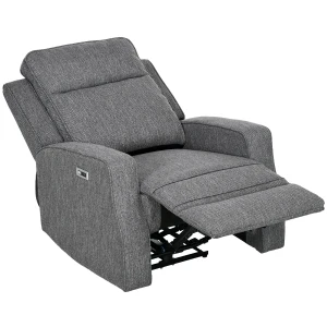 HOMCOM Electric Recliner Armchair, Recliner Chair with Adjustable Leg Rest, USB Port, Charcoal Grey