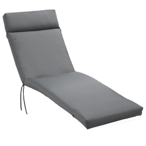 Outsunny Sun Lounger Cushion, Garden Recliner Pad, Polyester Cover Dark Gray 196 x 55 x 8 cm