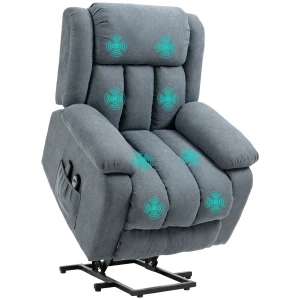 HOMCOM Oversized Riser and Recliner Chairs for the Elderly, Heavy Duty Fabric Upholstered Lift Chair w/ Remote Control, Side Pocket, Dark Grey