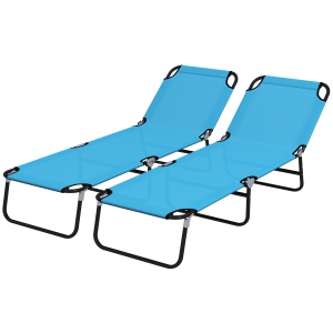 Outsunny Foldable Sun Lounger Set of 2 Sky Blue