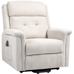 HOMCOM Fotel relax z funkcją pomocy przy wstawaniu, z pilotem, podnóżkiem, stal, jasnoszary