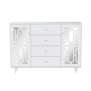 Crédence miroitée avec Poignées en Cristal, Blanc