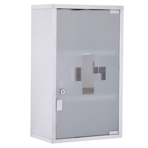 HOMCOM Medicijnkastje medicijnkastje EHBO met slot RVS 30 x 18 x 50 cm