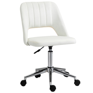 Vinsetto kantoorstoel draaistoel bureaustoel in hoogte verstelbaar 360° draaibaar schelpvorm met naadlijn design schuimstof fluweelzacht polyester beige 49 x 54 x 79-91 cm