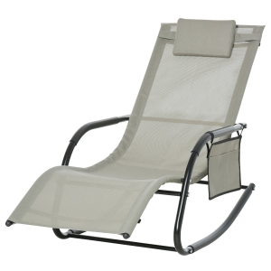 Outsunny Schommelstoel swingstoel tuinstoel schommelende ligstoel metaal mesh lichtgrijs