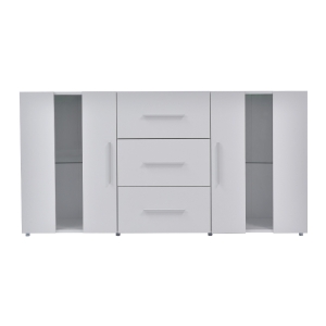 Buffet moderne avec lumières LED multicolores, Blanc