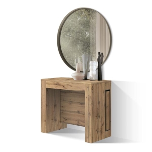 PAZZO DESIGN Tavolo Consolle Allungabile con porta prolunghe, Rovere Rustico, Made in Italy, da 45 a 300 cm
