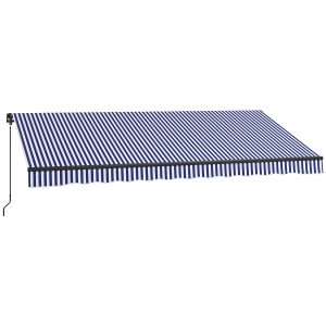 Outsunny Sonnenmarkise Markise Terrassenmarkise, inkl. Handkurbel, wetterbeständig, 396 cm x 300 cm, Blau + Weiß