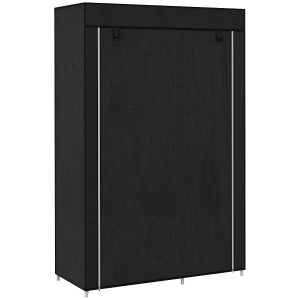 HOMCOM Fabric Wardrobe, Portable Wardrobe with 6 Shelves, 1 Hanging Rail, Foldable Closets, 103 x 43 x 162.5 cm, Black