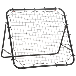 HOMCOM Voetbal Rebounder Kickback Doel – Verstelbaar Terugkaatsnet voor Voetbaltraining, Metalen Buis met PE-Net, 96 x 80 x 96 cm Zwart