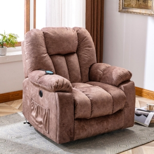 Power Massage Lift Recliner Chair with Heat & Vibration, Brown