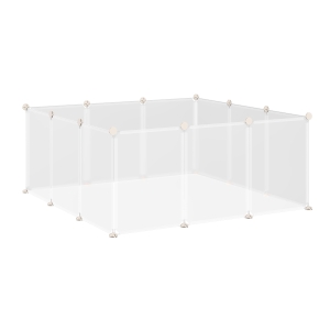 PawHut Enclos Modulable 12 Panneaux Petits Animaux Blanc