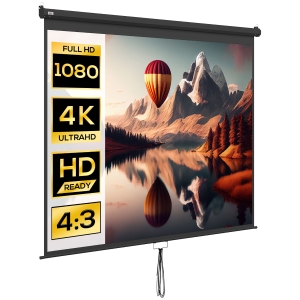 HOMCOM Ecran pentru Proiector 120 Inch Format 16:9/4:3 Reglabil, Ecran de Proiecție Compact, 244x183 cm, Negru