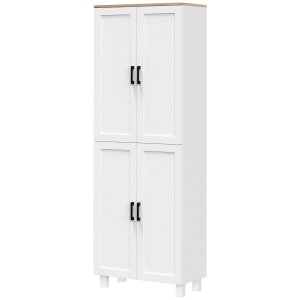 HOMCOM Armário de Cozinha com 4 Portas e Prateleiras Ajustáveis Anti-Tombo 60x30x170,5 cm Branco