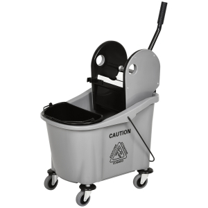 HOMCOM Dweilwagen met Moppers, 36L, Waterscheiding, 4 Wielen, Zwart/Grijs