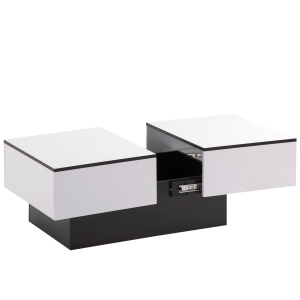 Table Basse de Salon Moderne et Extensible en MDF et Panneaux de Particules, avec 2 Tiroirs et Mécanisme Push-to-Open, 102x60x40 cm, Blanc