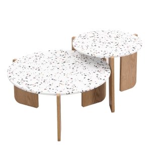Set di Tavolini da Salotto Moderni Incastonati, Naturale