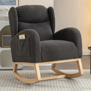 Modern Teddy Fabric Sofa Chair with Padded Seat, Grey