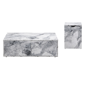 Ensemble de Tables Basses Gigognes Modernes en Marbre, Blanc