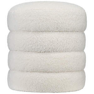 HOMCOM Taboret, Okrągły, Teddy Fleece, Stalowa Rama, do 120kg, Φ40x45H cm, Kremowy