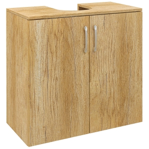 HOMCOM Mobilier de Baie Modern Sub Chiuvetă, Dulăpior Suspendat cu 2 Uși și 2 Rafturi, 60x30x60 cm, Lemn Natural