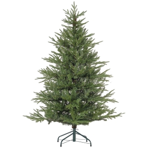 HOMCOM Kerstboom 150 cm, realistisch uiterlijk, snel op te zetten, inclusief standaard, brandveilig kunststof