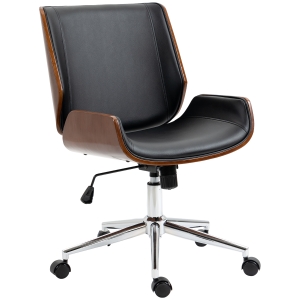 Vinsetto Cadeira de Escritório Operativa Giratória em PU com Altura Ajustável Função Inclinação 51x65,5x82-92cm Preto