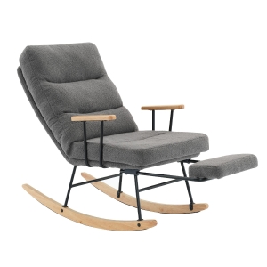 Fauteuil à bascule confortable avec réglage par gravité, repose-pieds manuel et fonction d'inclinaison stable,Gris