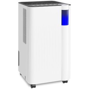 HOMCOM 12L/Day Dehumidifier with Continuous Drainage, 2L Water Tank, 24H Timer, Digital Humidity Display, Filter, Auto Defrost, Children Lock, for Bedroom, Dehumidifier for Home Damp, Laundry Drying