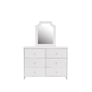 Commode avec miroir et 6 tiroirs, Blanc