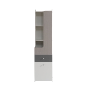 Libreria alta con ante a L e ampio spazio di archiviazione, 45 x 40 x 184 cm, Bianco
