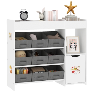 AIYAPLAY Organizador Infantil con Compartimentos 9 Cestas Extraíbles y Láminas de Pegatinas 92x30x80 cm Blanco