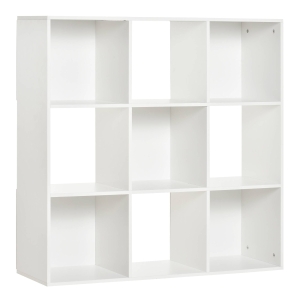HOMCOM Biblioteca 9 Compartimente Cub Alb 91,5x29,5x91,5cm