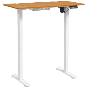 Vinsetto Bureau Debout, Réglable en Hauteur, 120x60x72-116cm, Bois Naturel/Blanc