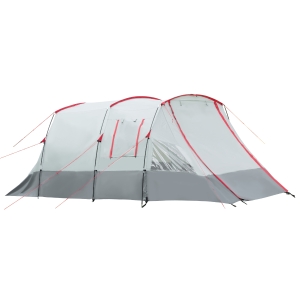 Outsunny Tente de camping familiale 6-8 personnes, tente tunnel imperméable, portes + fenêtres, 5,1 x 2,4 x 1,8 cm, gris clair